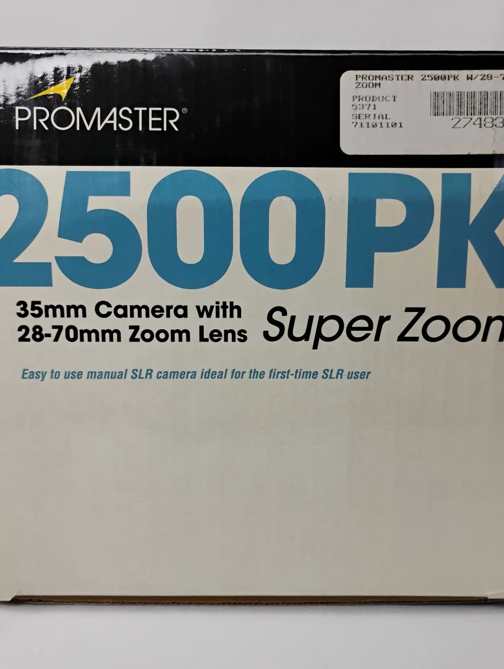 (NO CAMERA) Promaster 2500PK 35mm Super Zoom Box + Strap Lens Cap Eyepiece Cover